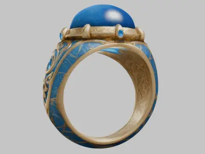 Fantasy Medieval Blue Ring Low-poly 3D model