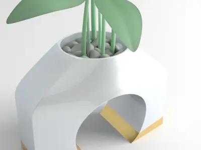 White Ceramic Planter 3D model