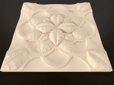 Decorative carving rosette mandala rectangular tiles 3D model