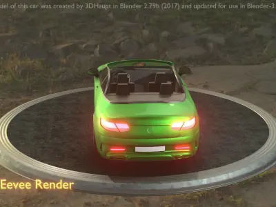 City Car 47 Top-Class Cabrio Open Type-A Green Low-poly 3D model