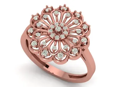 ladies Diamond Ring 3D print model 12