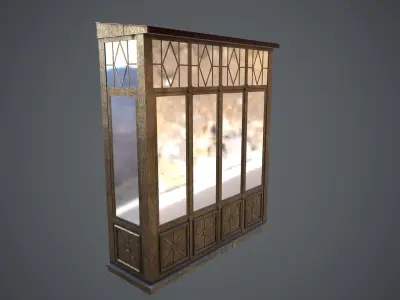 Closed wood balcony for house - B Low-poly 3D model Low-poly 3D model