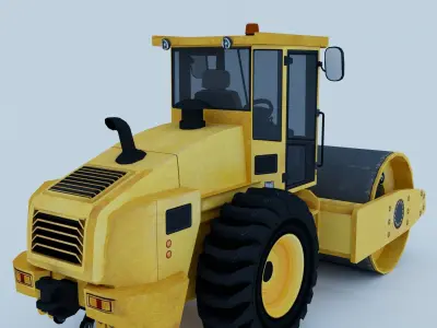 Road roller   low poly Low-poly 3D model