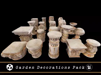 Marble Garden Decoration Pack 3D Model Collection