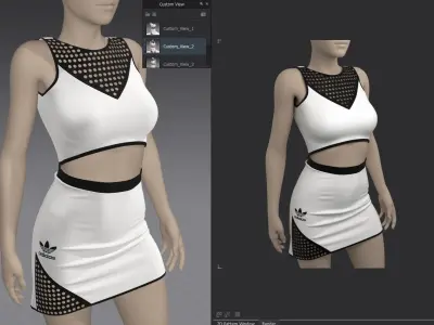 Sports Wear Adidas Tennis Set N4 42 CLO3D ZPRJ FBX OBJ MTL 3D model