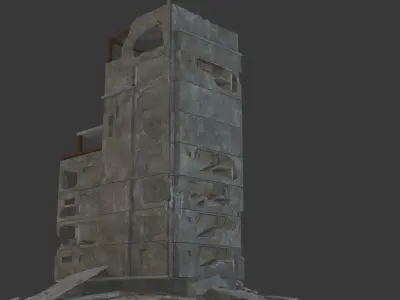 destroyed building Low-poly 3D model