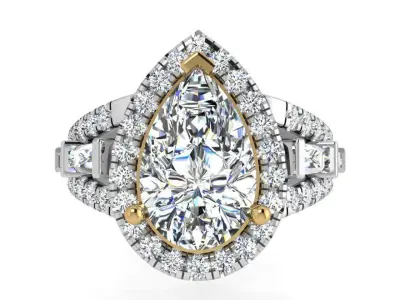 Pear Halo Ring 3584 3D print model