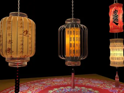 Chinese red lantern 3D model
