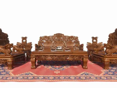 Classic China Dragon Sofa Low-poly 3D model