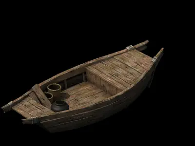 Game Traffic - Small wooden boat 04 3D model