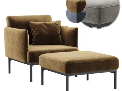 Penn Chair and Ottoman Set 3D model