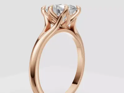 Engagement ring tulip prongs 3D print model