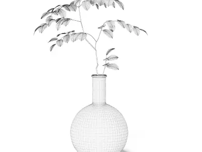 Plant in Chrome Vase 3D Model 3D model