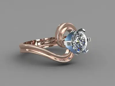 Rose Gold Women Diamond Ring 3D print model 3D print model 3