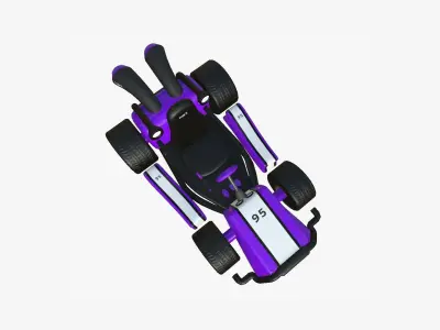 Cartoon Kart I04 Purple - Vehicle Racing Design Low-poly 3D model