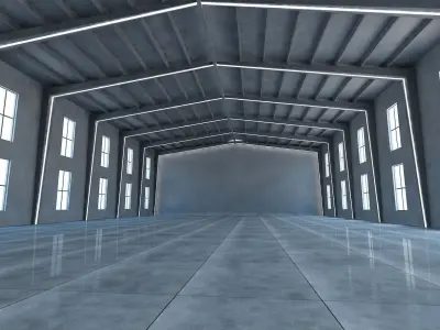 MODEL WAREHOUSE empty with windows 3D model