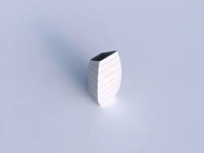 Vase bent rectangle with hard horizontal dents 3D print model