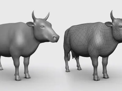 Cow BaseMesh Low-poly 3D model