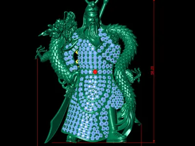 Chinese statue pendant 3D Quan Cong 3D print model