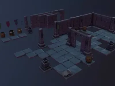 Modular Dungeon Kit - Ultimate 3D Asset Pack Low-poly 3D model