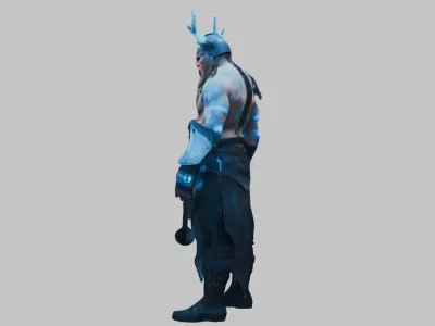 Male Fantasy Viking Barbarian Character Low-poly 3D model