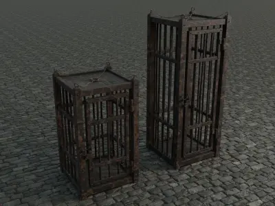 Medieval Cages 3 low-poly PBR  Low-poly 3D model