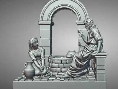 Jesus and the Samaritan woman 3D print model