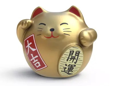 Fortune cat Low-poly 3D model