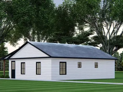 Tiny American House 3D Model Small Cottage Style Home 3D model