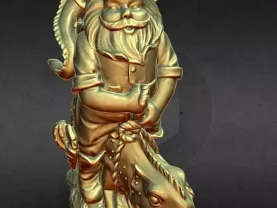 gnome ridding lizzard garden decoration 3D print model