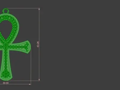 Ankh Pendant Diamond Gold Silver Platinum Luxury 3D print model