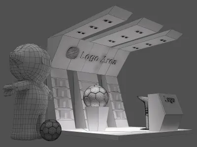  kiosk partition booth a55 3D model