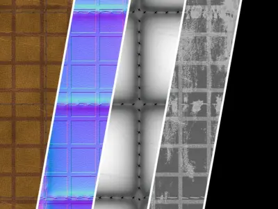 Leather Materials 36- Stitched Leather - Sbsar Pbr 4k Seamless Texture