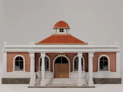 Colonial Building Lowpoly Low-poly 3D model