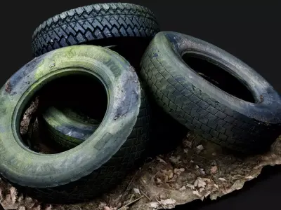 tires truck junkyard trash PBR photogrammetry 3D model