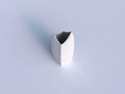 Vase double arc rectangle with diagonal grid bulges 3D print model