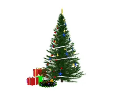 Christmas Tree and Gift Box 3D model