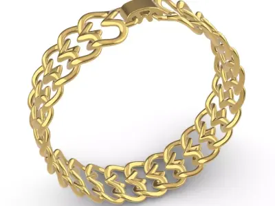 Double Heart Link Bracelet 200mm 10mm 1point5mm  3D print model