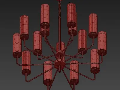 Hudson modern chandelier with glass shades 3D model