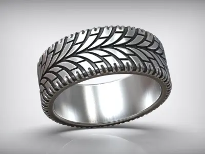 Tire Tread Auto Dirt Ring Wedding Band 3D print model
