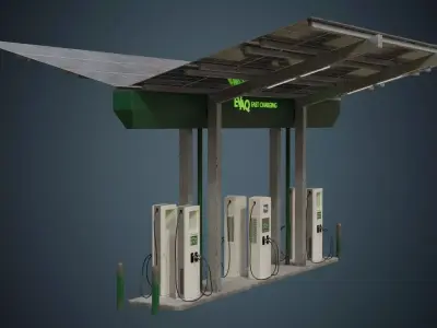 Solar Charging Station 1B Low-poly 3D model