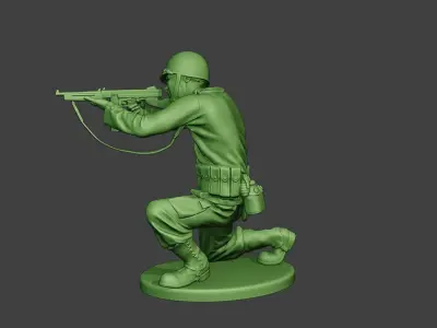 American soldier ww2 Shoot Crouch2 A12 3D print model
