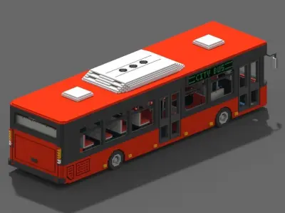 Voxel City Bus Low-poly 3D model