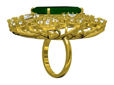 Unique Large Top Art Deco Ring 3D print model
