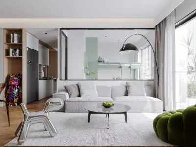Modern living room dining room interior scenes 530 3D model