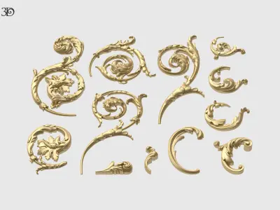 Acanthus Leaf Scroll Set 3D print model
