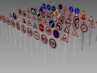 Road sign compilation 3D model