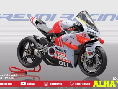 Panigale V4 Superleggera Gresini Racing fixed version Low-poly 3D model