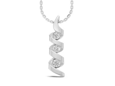 Spiral Pendant with 3 Round Diamonds 3D print model