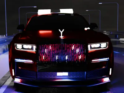 Rolls Royce red painted police car animation and model    3D model